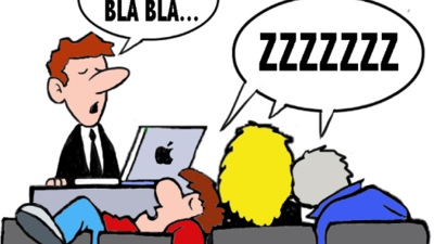 Picture from timtim.com of a boring lecturer